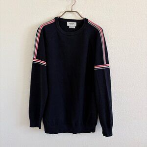 Theory Navy Sweater with Red and White Accents